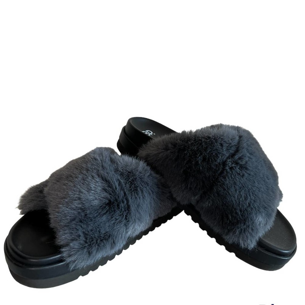 ZOE Cross Band Faux Fur Slide Sandal